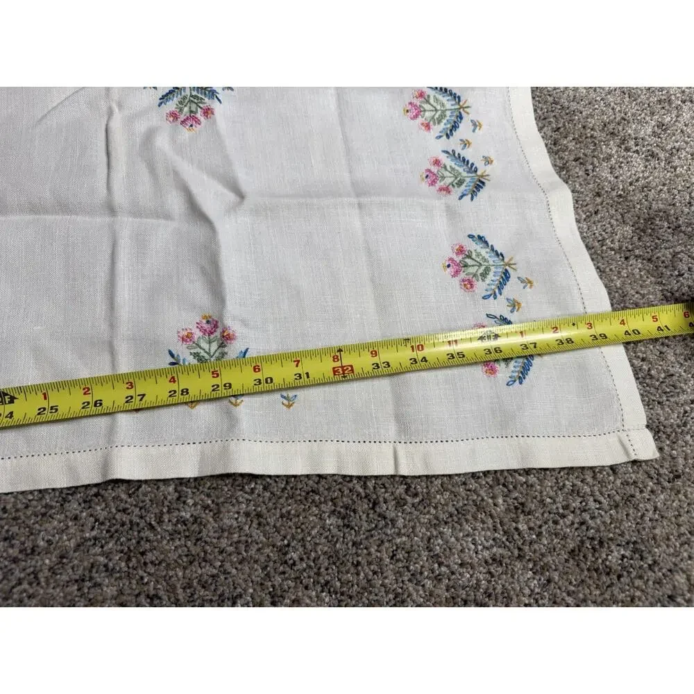 VTG Floral Dresser Scarf Table Runner Hand Embroidery Multicolor Coquette